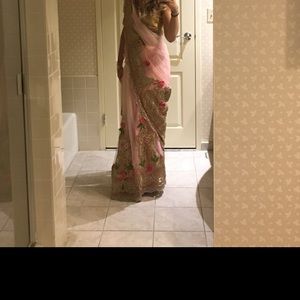 Pink and Gold Indian dress Saree and top